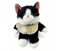 Mochila de peluche negra, peluche de gato Ragdoll con babero de encaje