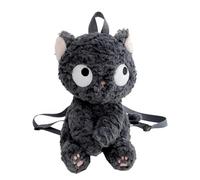 Mochila de peluche para gatos, mochila de peluche para gatos negros, mochila de gato suave de dibujos animados, mochila de peluche de gato realista de felpa, linda y suave, con correas ajustables