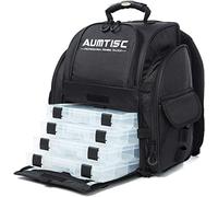 Mochila De Pesca Bolsa De Aparejos Grande Con Funda Protectora Contra La Lluvia Y Caja De Aparejos De 4 Bandejas Negro
