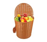 Mochila de Picnic - Bolsa Tejida a Mano para Almacenamiento - Cesta de Recogida con Tapa y Correas para el Hombro - para Fines de Semana, Recogida al Aire Libre, Granja, Compras, Picnic