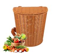 Mochila de picnic | Bolsa tejida a mano para almacenamiento | Cesta de recolección de frutas con tapa y correas para los hombros, para vacaciones de fin de semana y recogida, así como para cosechar