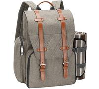 Mochila de picnic para 4 personas con bolsa térmica grande aislada, cesta de picnic con bolsa de vino, manta de picnic impermeable y juego de cubiertos perfecto para playa, regalo de boda para