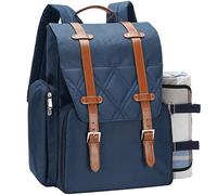 Mochila de picnic para 4 personas con bolsa térmica grande aislada, juego de cesta de picnic con bolsa de vino, manta de picnic impermeable y juego de cubiertos. Perfecto para camping, fiesta, regalo