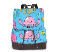 Mochila de piel con estampado de pulpo colorido para mujer, mochila informal para el trabajo