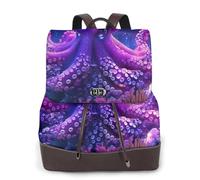 Mochila de piel con estampado de pulpo morado para mujer, para viajes, a la moda, informal, para el trabajo
