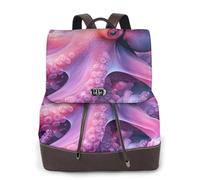 Mochila de piel con estampado de pulpo rosa para mujer, mochila casual para el trabajo