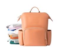Mochila de piel para cambiar pañales, impermeable, mochila de viaje para bebés, mochila de piel sintética, resistente y unisex, maravilloso equipo de viaje para los padres, naranja, Ver descripción