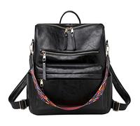 Mochila de piel para mujer, grande, de diseñador, de viaje, a la moda, universidad, bandolera, villanos, mochila, Black, Talla única, Mochilas de viaje