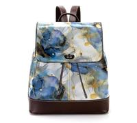 Mochila de piel sintética con textura de mármol y mariposas abstractas y líneas doradas, para adultos, unisex, para estudiantes universitarios, Multicolor 02, 27x12.3x32cm