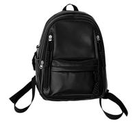 Mochila de piel sintética suave espaciosa para la universidad, esencial, a la moda, color sólido, para estudiantes y viajeros, Como se muestra en la imagen.