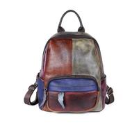 Mochila de piel vaca con parches: bolso cuero suave y moderno for mujer, diseñador