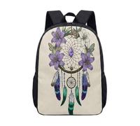 Mochila de plumas de girasol para niñas, acuarela bohemia de 17 pulgadas, mochila escolar floral, estampado azul y dorado, 07, L, Minimalista