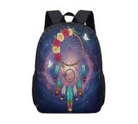 Mochila de plumas de girasol para niñas, acuarela bohemia de 17 pulgadas, mochila escolar floral, estampado azul y dorado, 08., L, Minimalista