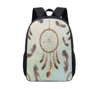 Mochila de plumas de girasol para niñas, acuarela bohemia de 17 pulgadas, mochila escolar floral, estampado azul y dorado, 03., L, Minimalista