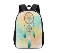 Mochila de plumas de girasol para niñas, acuarela bohemia de 17 pulgadas, mochila escolar floral, estampado azul y dorado, 05., L, Minimalista