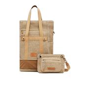 Desigual Raffia Bolsa de hombro 29 cm con pliegue de expansión beige