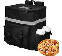 Mochila de reparto de alimentos aislada, transportador térmico | Mochila impermeable de gran capacidad con correas ajustables, ideal para restaurantes y entrega de comida