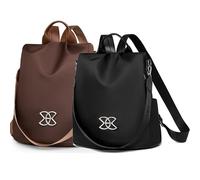 Mochila de seguridad - Sàc dòs casual de nylon, gran sač de transporte ligero con cremallera para viajes, dÃolamentos, compras, actividades al aire libre, diseño moderno, Marrón, Se référer au