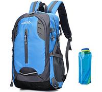 Mochila de senderismo de 30L Mochila de senderismo ligera para hombres y mujeres para viajes Escalada al aire libre Camping Montañismo a prueba de agua con botella de agua (2-Azul)