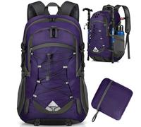 Mochila de Senderismo de 40L Mochila Plegable Ultraligera Mochila de Viaje Mochilas de Marcha para Hombre Mujer para Camping Viajes Excursiones Acampadas Montaña al aire libre, Negra (Morado)