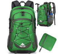 Mochila de Senderismo de 40L Mochila Plegable Ultraligera Mochila de Viaje Mochilas de Marcha para Hombre Mujer para Camping Viajes Excursiones Acampadas Montaña al aire libre, Negra (Verde hierba)