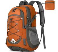 Mochila de Senderismo de 40L Mochila Plegable Ultraligera Mochilas de Marcha para Hombre Mujer para Camping Viajes Excursiones Acampadas Montaña al aire libre, Negra (Naranja)