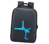Mochila de senderismo LED programable, función de visualización de imágenes dinámicas, funda para laptop de 15.6 pulgadas, hombro ajustable, promoción de vacaciones, uso de exhibición, ciclismo
