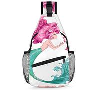 Mochila de sirena para hombres y mujeres, hermosa bolsa cruzada de sirena para viajes, senderismo, mochila casual, multicolor, 14 in, Mochila Sling