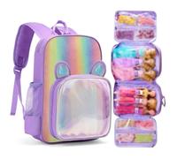 Mochila de transporte compatible con muñecas Barbie de 12 pulgadas, organizador de almacenamiento de viaje con tiras de fijación para hasta 6 muñecas, múltiples bolsillos para ropa y accesorios, solo