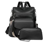 Mochila de viaje con borlas para mujer, bolsa de hombro de gran capacidad, mochila retro para estudiantes, escuela, viajes, bolso retro para estudiantes, escuela, mochila de gran capacidad, Negro