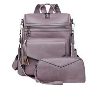 Mochila de viaje con borlas para mujer, bolsa de hombro de gran capacidad, mochila retro para estudiantes, escuela, viajes, bolso retro para estudiantes, escuela, mochila de gran capacidad, Morado (