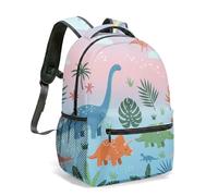 Mochila de viaje con diseño de flamencos arcoíris y dinosaurios de 16 pulgadas, estampado de acuarela caprichosa, patrón prehistórico, 02., L, Casual