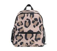 Mochila de viaje con fondo rosa con estampado de leopardo marrón, mochila para niños pequeños, bolsa de preescolar, mochila escolar para guardería, bolsa de viaje para niñas y niños