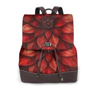 Mochila de viaje de moda con flores rojas que florecen en la pantalla, mochila informal, mochila de cuero estampada para mujer para el trabajo