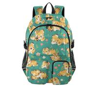 Mochila de viaje grande de dibujos animados de tigres astutos verdes para la escuela universitaria
