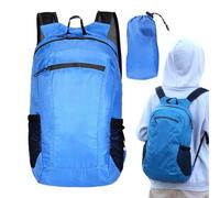 Mochila de viaje ligera - Mochila plegable - 20 L impermeable, transpirable, plegable, cómodas correas de hombro para entrenamiento en avión, viajes de negocios, picnic diario, zafiro, Refer to