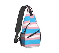 Mochila de viaje para hombres y mujeres Bolsa para acampar al aire libre, Bandera transgénero Lgbt Stripe Art Sling Bag Mochila Mochila para bicicleta Deporte Senderismo Viajes Camping Mochila compa