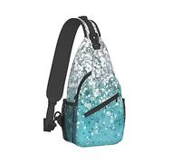 Mochila de viaje para hombres y mujeres, bolsa para acampar al aire libre, destellos plateados que caen en un patrón de brillo azul claro, mochila para viajes, senderismo, bolsas compactas, mochila