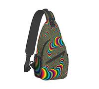 Mochila de viaje para hombres y mujeres, bolsa para acampar al aire libre, psicodélica Trippy Rainbow Art Sling Bag, mochila para natación, correr, ciclismo, ciclismo, camping, mochila transpirable