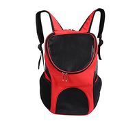 Mochila de Viaje para Mascotas, 4 Colores, para Exteriores, Gatos, Perros, Cachorros, Bolsa de Hombro Doble de Malla ventilada con Dos Cremalleras, Material de poliéster de Nailon (Roja)