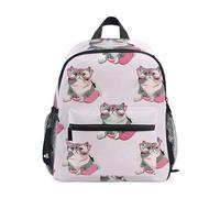 Mochila de viaje para niños y niñas, diseño de gatos lindos color rosa, mini mochila de viaje con etiqueta de nombre, Cute Cats Pink, 3-5 Años, Lindas mochilas
