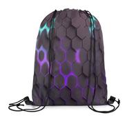 Mochila Deporte Colmena Geométrica Impermeable Bolsas De Cuerdas Gran Capacidadte Bolsa Deporte para Vacaciones Senderismo Mujer 39X46Cm
