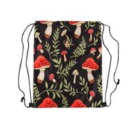 Mochila Deporte Decoración De Hongos Rojos Lindos Hongos De Dibujos Animados Ajustable Bolsa De Gimnasio Deportiva Fácil De Doblar Bolsas con Cordón para Escuela Acampada Fútbol 39X46Cm