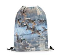 Mochila Deporte Pato Salvaje Unisex Mochila con Cordones Impermeable Bolsas con Cordón para Acampada Natación Viaje 39X46Cm