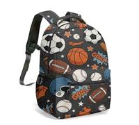 Mochila deportiva 360 con estampado completo dinámico de fútbol, baloncesto, rugby, collage, mochila ligera de 16 pulgadas, bolsa de viaje, 03., L, Casual