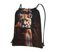 Mochila deportiva con bolsillo y cremallera con estampado floral de puma, ideal para viajes.