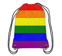 Mochila deportiva con cordón, bolsa de gimnasio, impermeable, con diseño de arcoíris de 34 x 38,5 cm, con cierre de cordones Gym Bag, Arcobaleno, 34X38,5