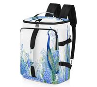 Mochila deportiva con diseño de flores azules de pavo real para hombres y mujeres, bolsa de fin de semana con compartimento para zapatos, bolsa de noche de 47.5 L para deportes, gimnasio, viajes,