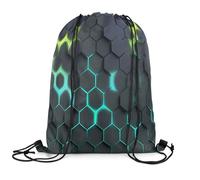 Mochila Deportiva Cuerdas Colmena Geométrica Resisten Bolsa De Gimnasio Deportiva Ajustable Bolsa Deporte para Playa Natación Viaje 39X46Cm