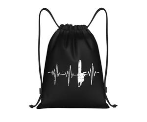 Mochila Deportiva Cuerdas Leñador - Latido De Corazón Angustiado con Motosierra Fácil De Doblar Bolsa Gimnasio Casual Bolsa De Deporte Gimnasia para Natación Hombre Vacaciones 39X46Cm